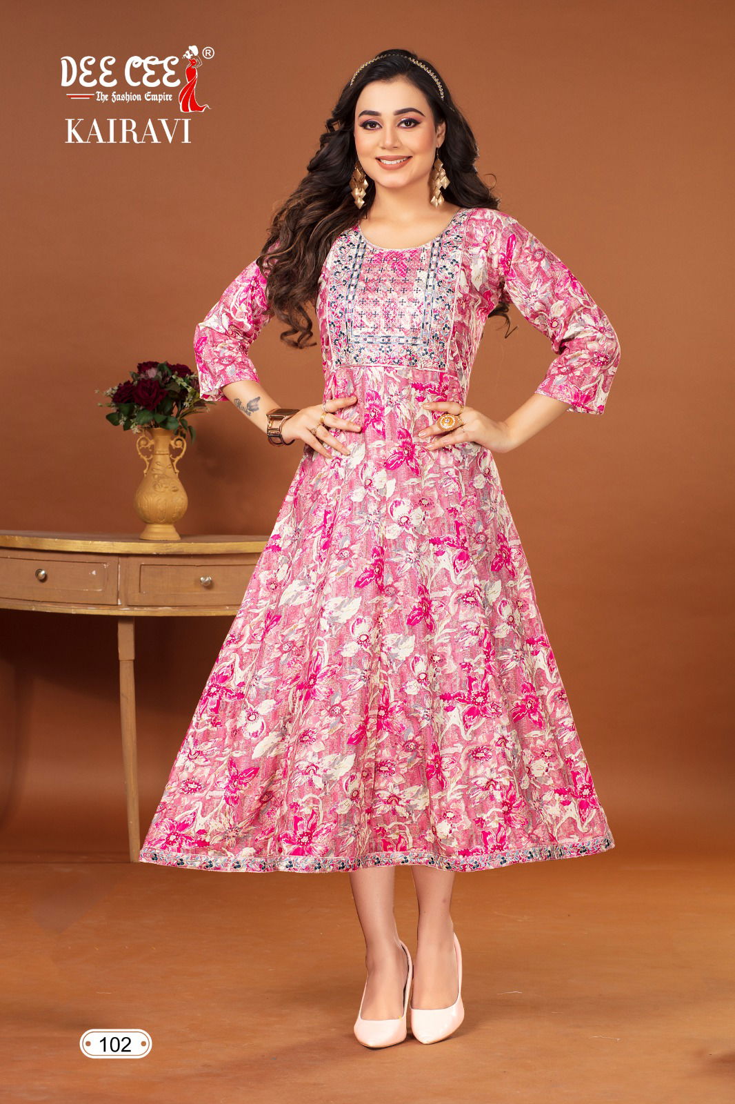 Kairavi By Dee Cee Rayon Foil Printed Anarkali Kurtis Wholesale Clothing Suppliers In India